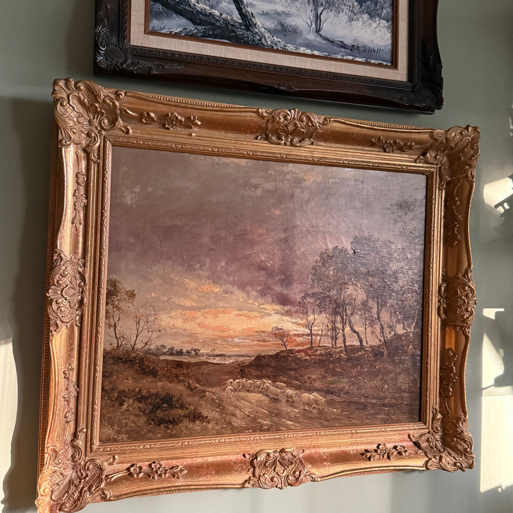 
                  
                    Original Oil on Canvas, Across the Moorland, Scotland Circa 1840
                  
                