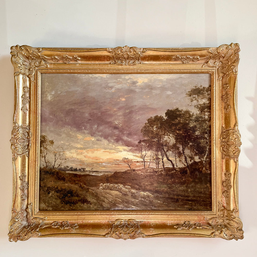 Original Oil on Canvas, Across the Moorland, Scotland Circa 1840