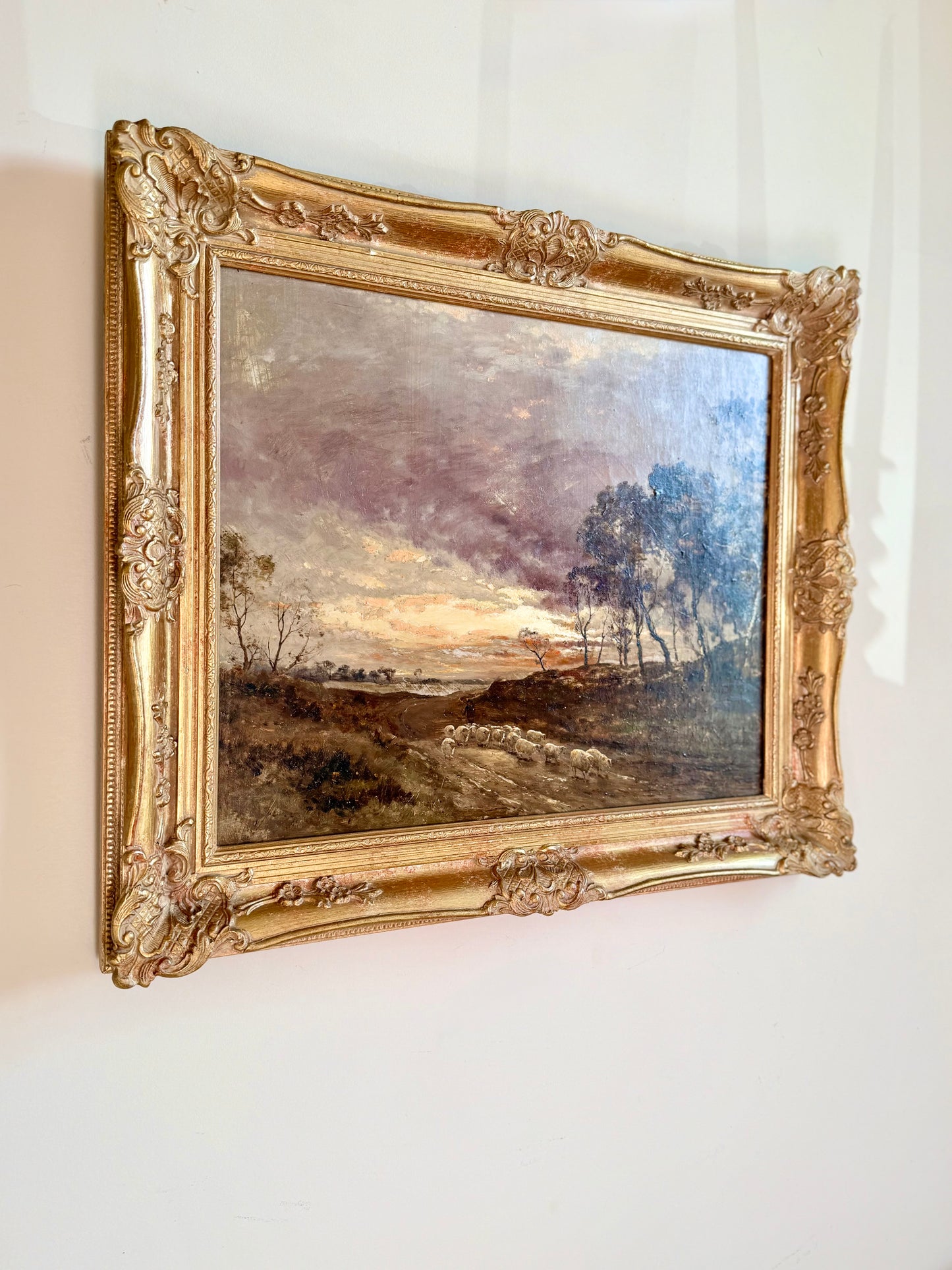 Original Oil on Canvas, Across the Moorland, Scotland Circa 1840