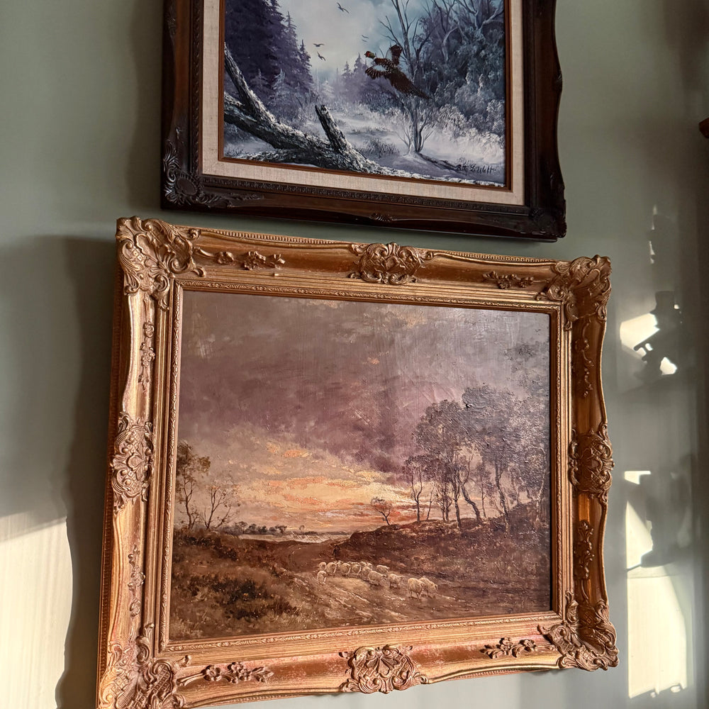 
                  
                    Original Oil on Canvas, Across the Moorland, Scotland Circa 1840
                  
                