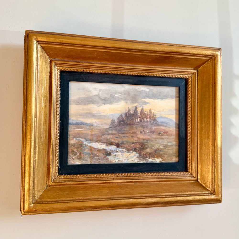 Scottish River Landscape Watercolor, 19th Century