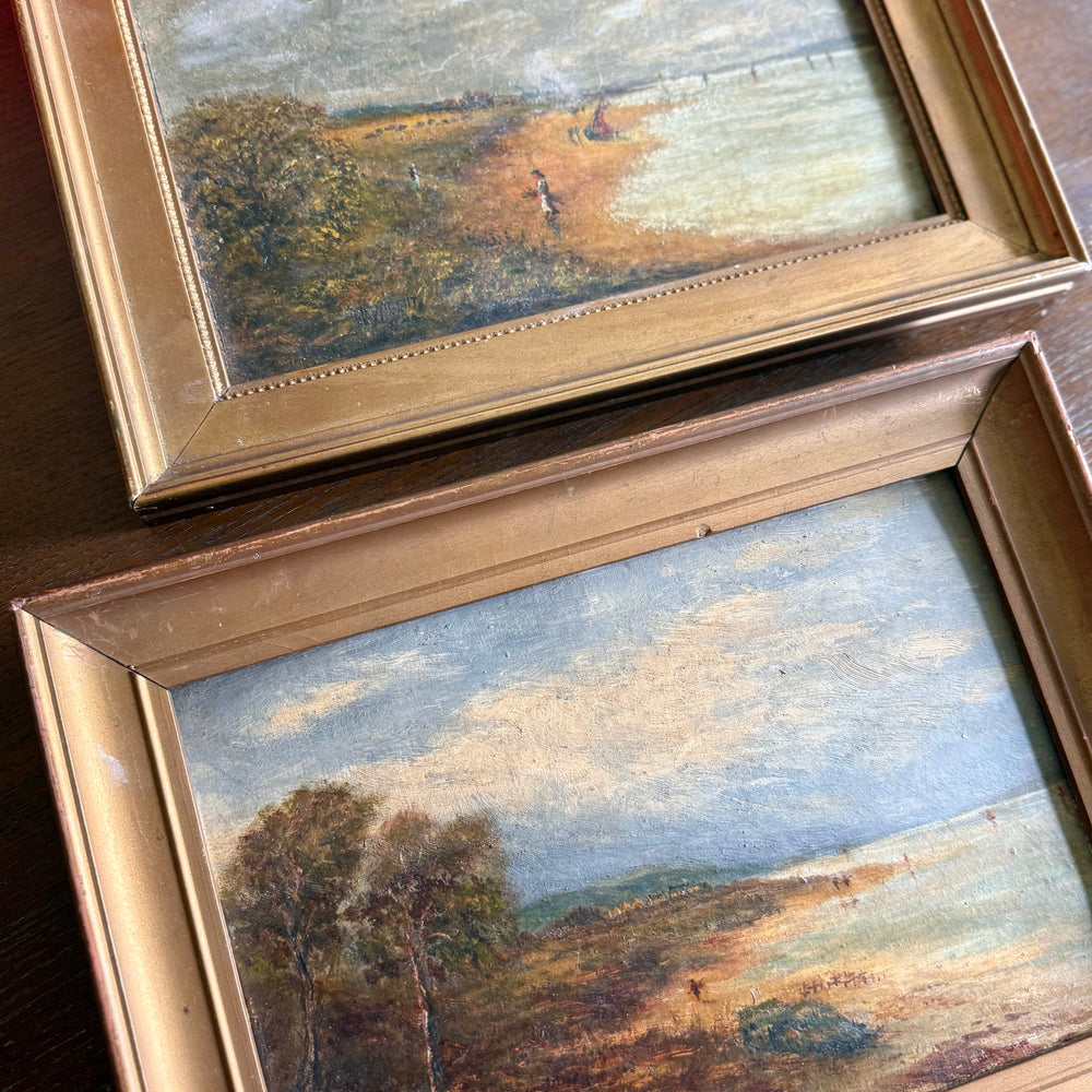 Pair of Scottish Seaside Oil Paintings, Circa 1890, Redkirk Point on the Solway Firth