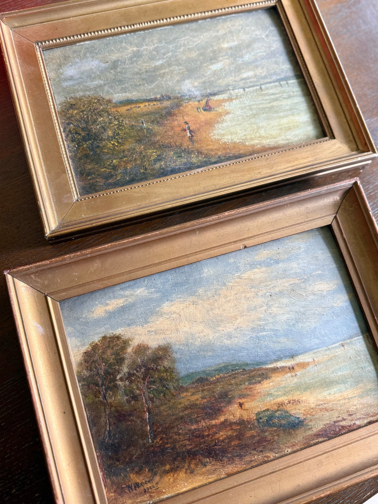 Pair of Scottish Seaside Oil Paintings, Circa 1890, Redkirk Point on the Solway Firth