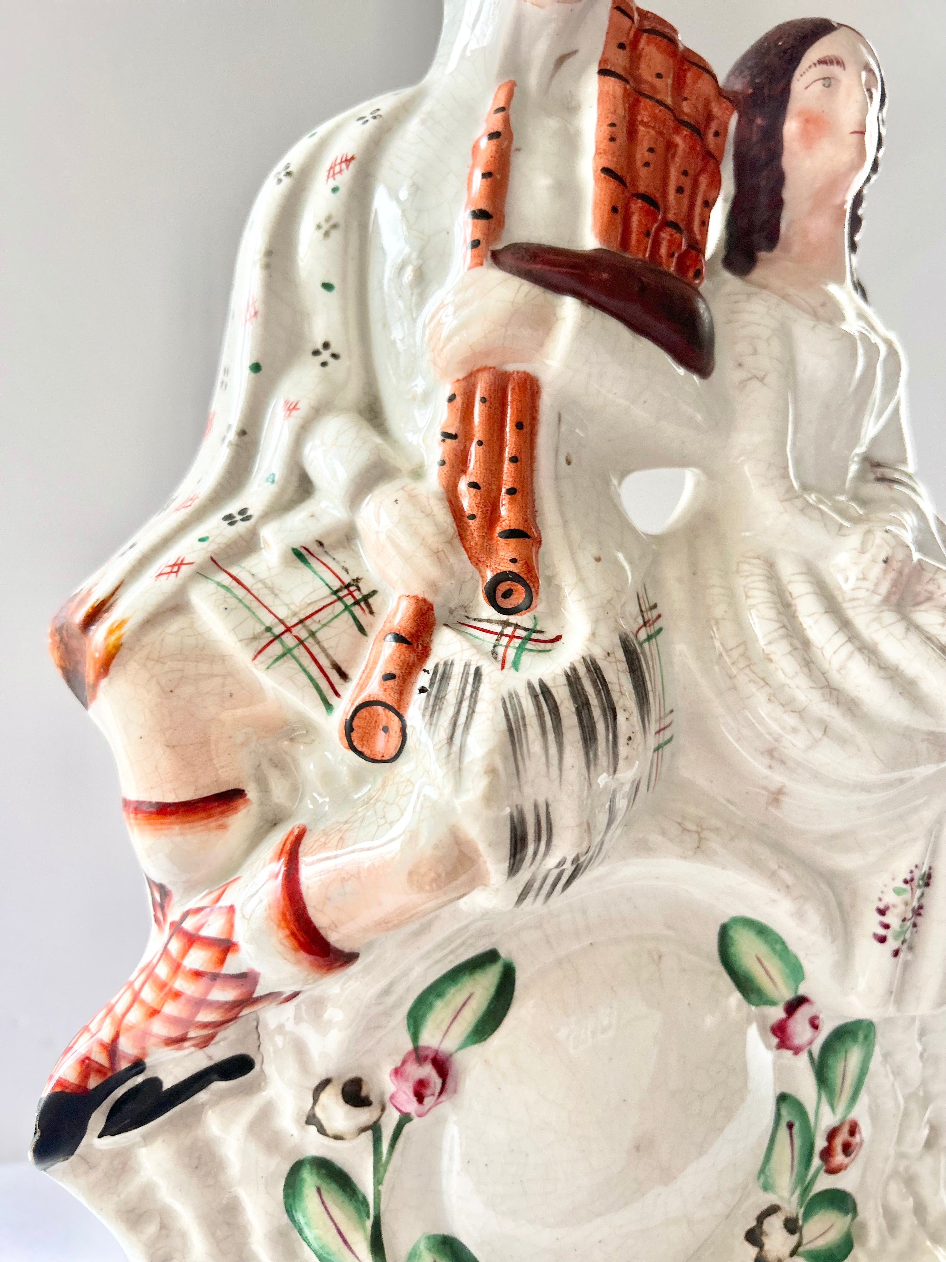 希少❗️美品❗️イギリス製　アンティーク　Staffordshire Antique Victorian Staffordshire Figure ~ Highland Girl with Sheep