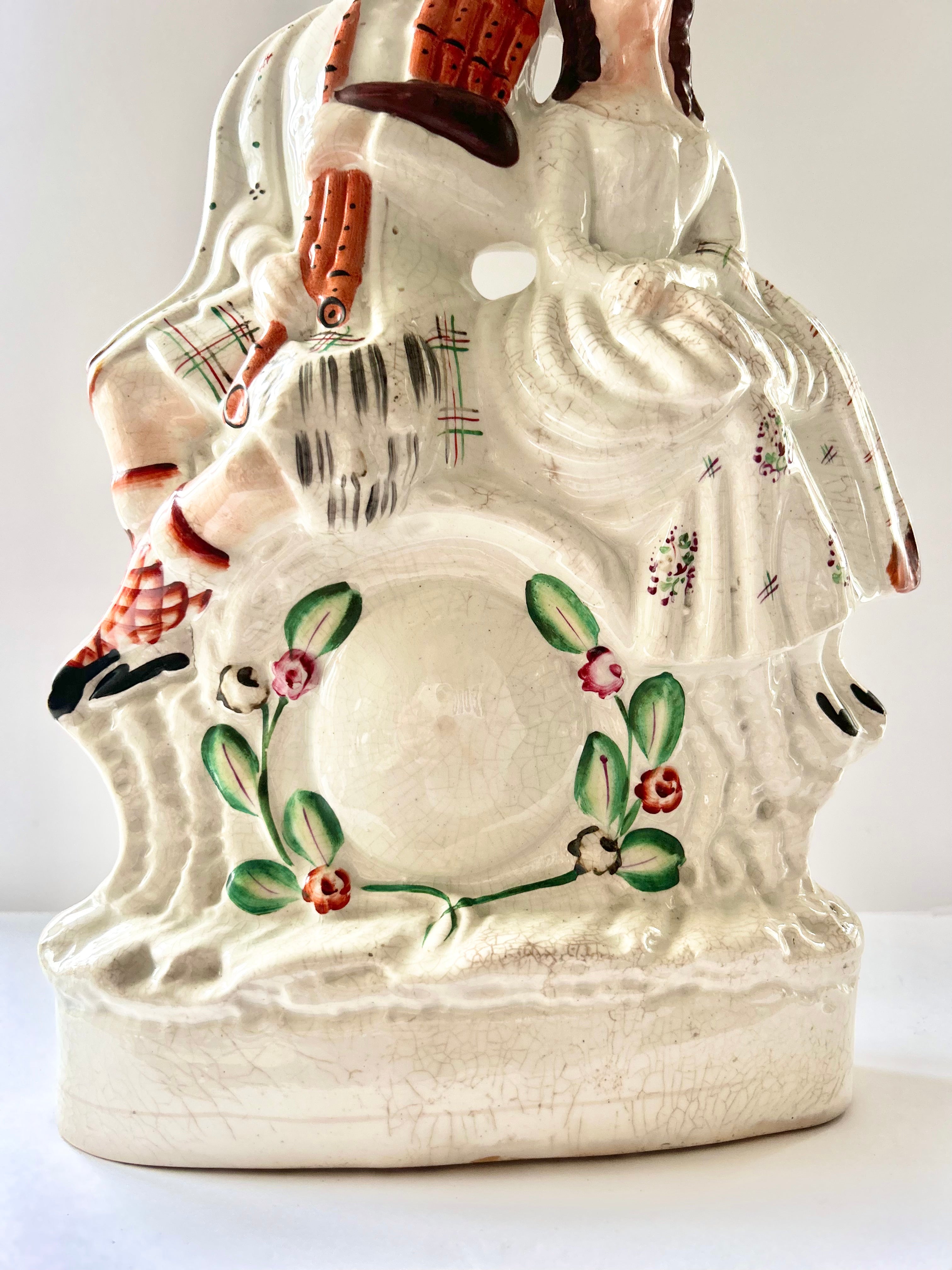 希少❗️美品❗️イギリス製　アンティーク　Staffordshire Large Pair of Cream 19th Century English Staffordshire Mantle Dogs