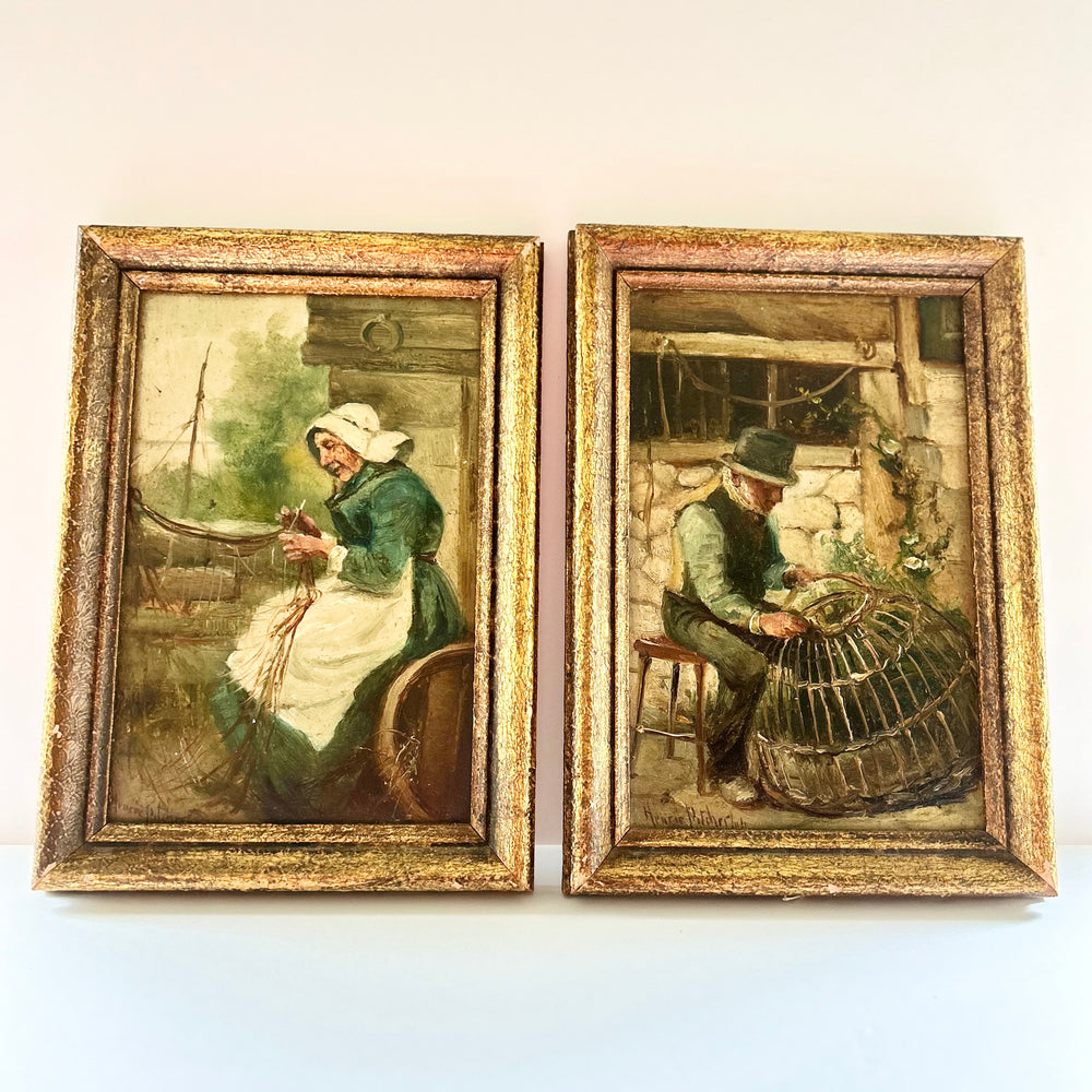 A Pair of Sea Town Oil Paintings, Circa 1890