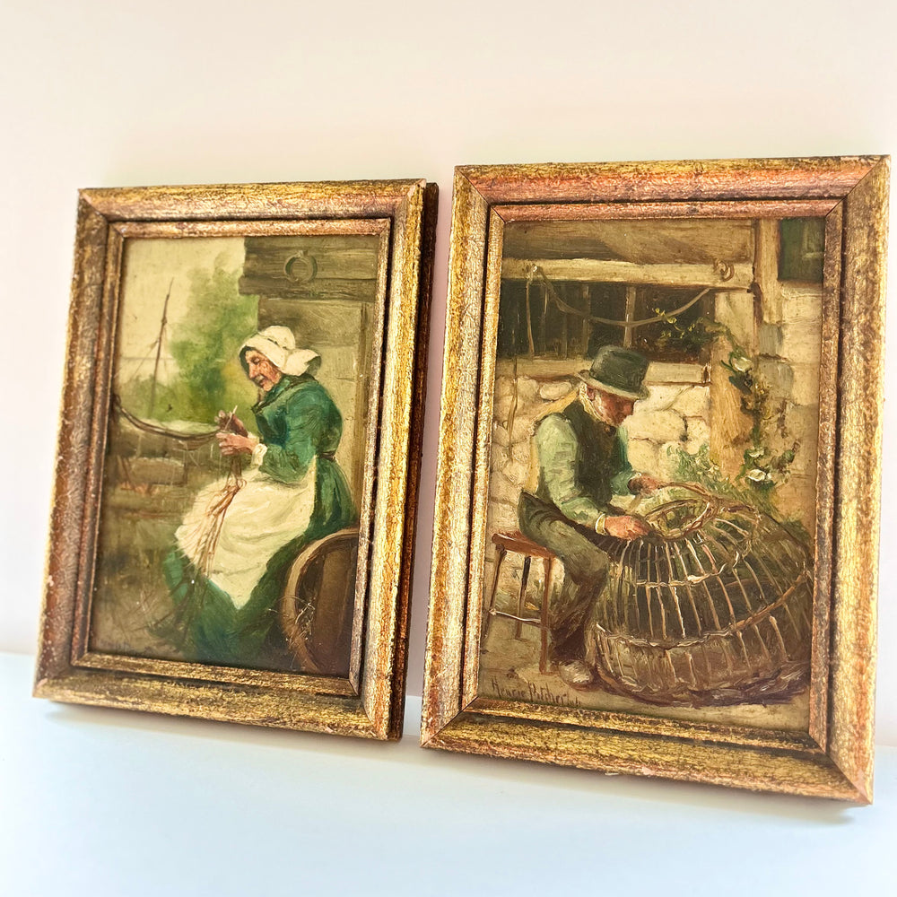 A Pair of Sea Town Oil Paintings, Circa 1890