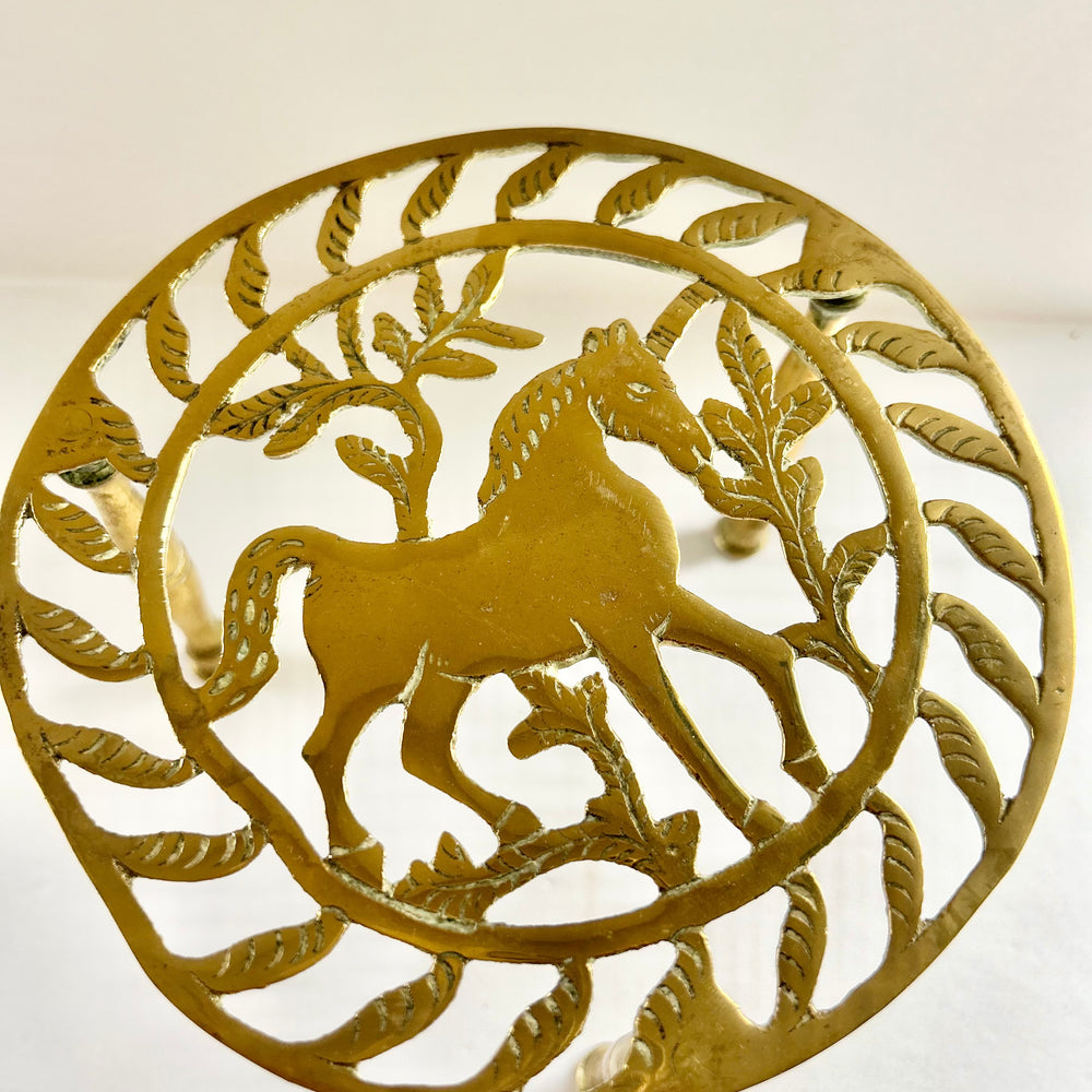 Antique Brass Unicorn Trivet