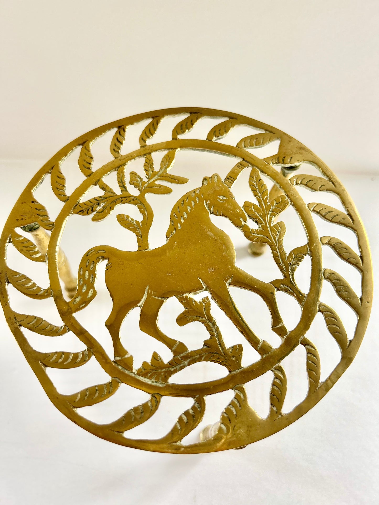 Antique Brass Unicorn Trivet