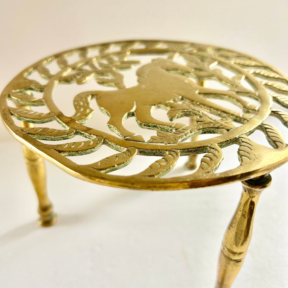 Antique Brass Unicorn Trivet