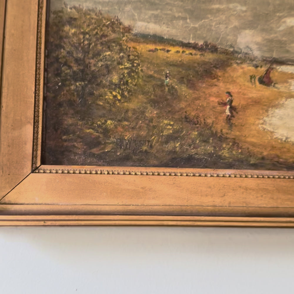 Pair of Scottish Seaside Oil Paintings, Circa 1890, Redkirk Point on the Solway Firth